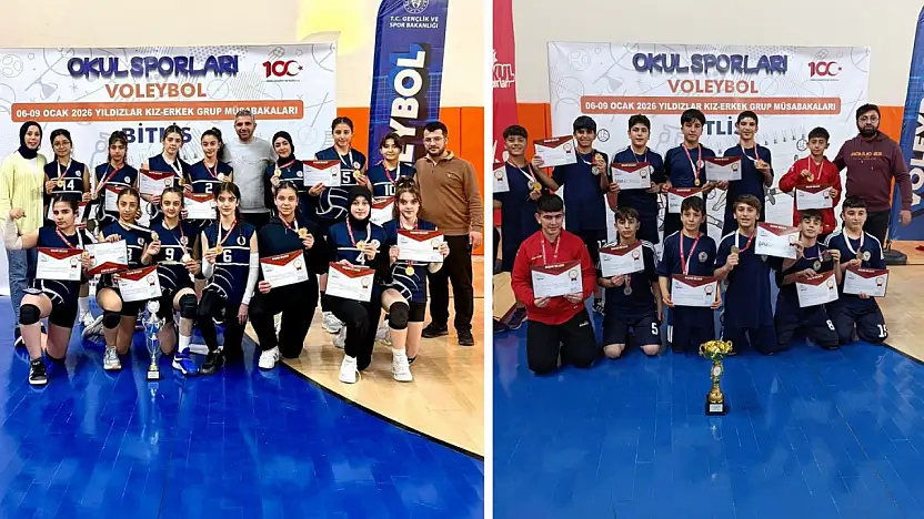 Okul sporları voleybol müsabakalarında Siirt'ten çifte birincilik