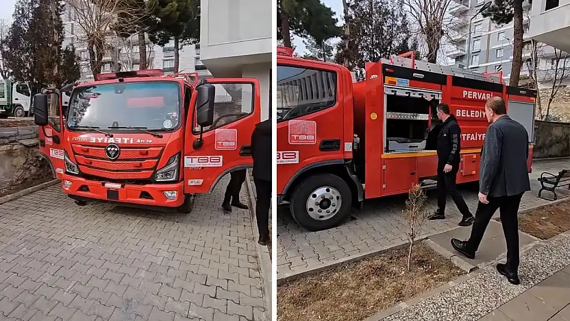 Pervari Belediyesi'nin araç filosu güçleniyor: Yeni itfaiye aracı hibe edildi