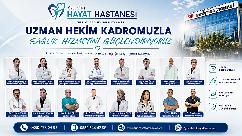 Siirt Hayat Hastanesi'nin Uzman Kadrosunda Kimler Var? İşte Doktorlar