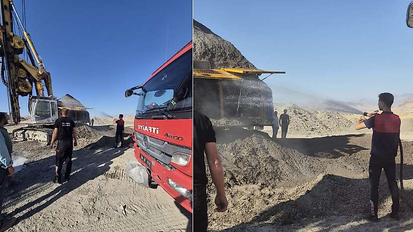 Siirt'in Gökçebağ Beldesinde Kepçe Yandı: Yangın Ekipler Tarafından Kontrol Altına Alındı