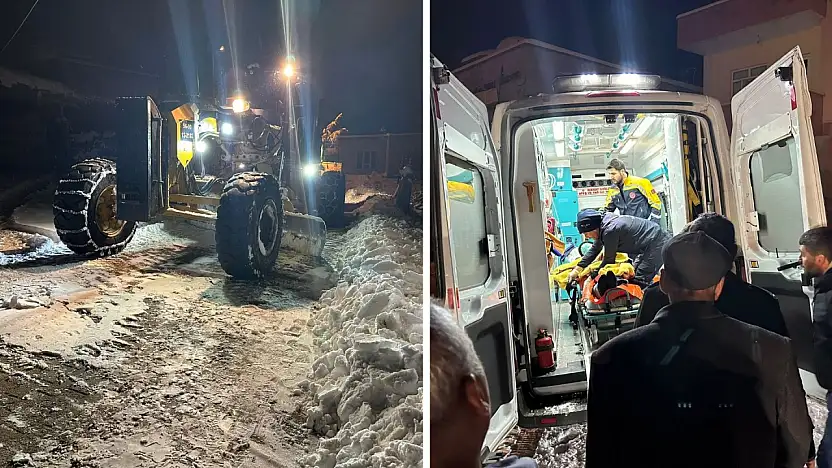 Siirt Kurtalan'da karla mücadele: 73 yaşındaki hasta ambulansla kurtarıldı
