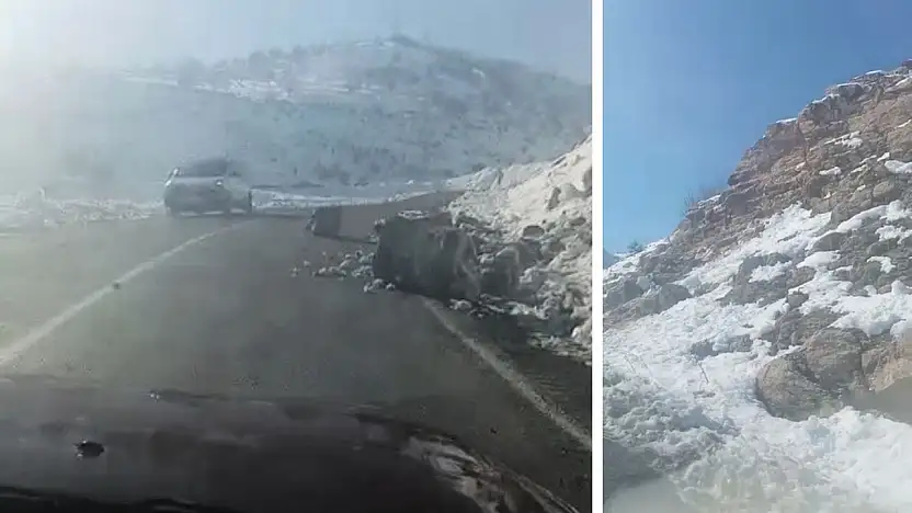 Siirt–Şirvan Yoluna Kaya Düştü! Vatandaşlar Önlem Alınmasını İstiyor