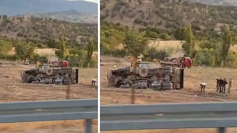 Siirt'te Asfalt Yüklü Kamyon Şarampole Devrildi: 1 Yaralı