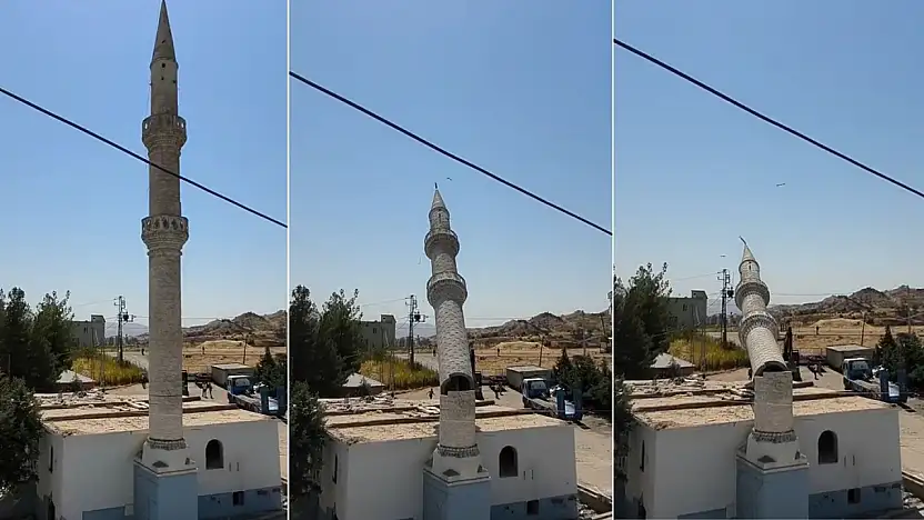 Siirt'te Caminin Minaresi Yıkıldı: O Anlar Kamerada