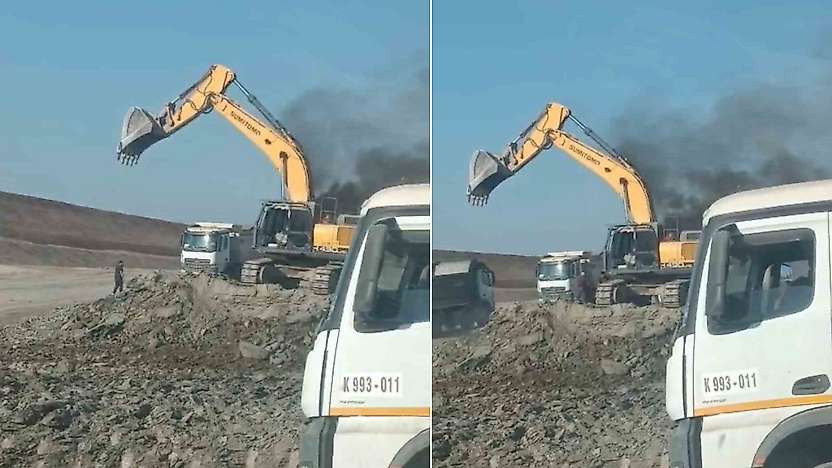 Siirt'te Demir Yolu İnşaatında İş Makinesi Alevlere Teslim Oldu