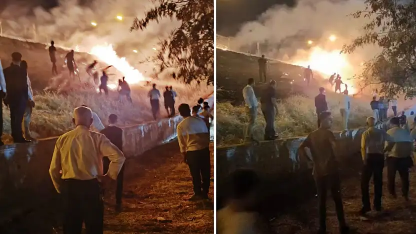 Siirt'te Düğün Salonu Etrafında Yangın: Havai Fişekler Otluk Alanı Alevlere Boğdu