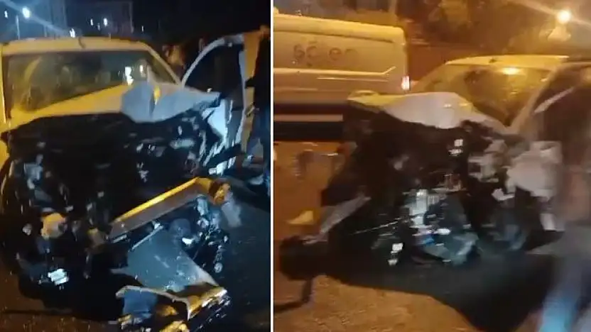 Siirt'te gece yarısı meydana gelen kazada otomobil hurdaya döndü