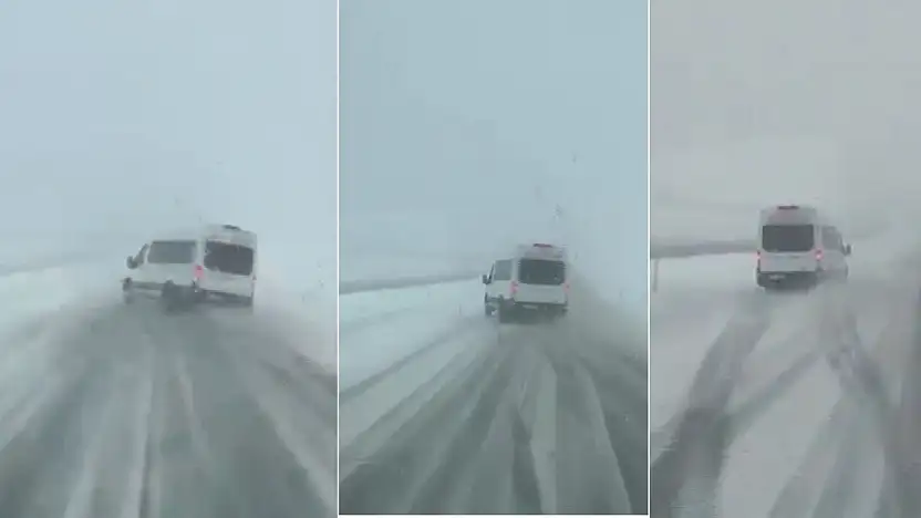 Siirt'te minibüsün kıl payı atlattığı kaza kamerada