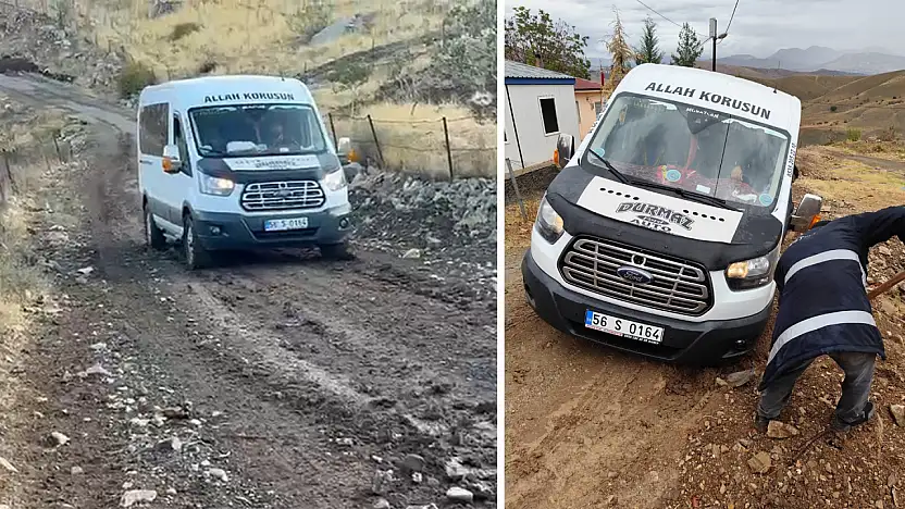 Siirt'te Taşımalı Eğitime Çamur Engeli: 15 Öğrenci Yolda Mahsur Kaldı