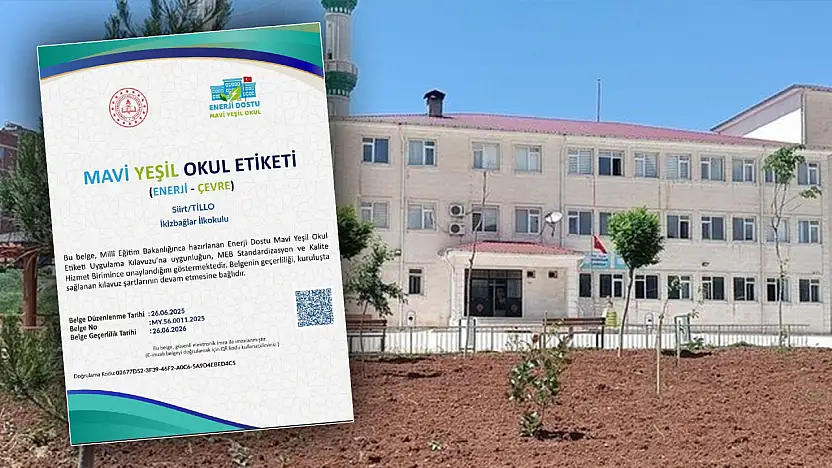 Siirt Tillo İkizbağlar İlk-Ortaokulu ''Mavi Yeşil Okul'' Etiketi Almaya Hak Kazandı