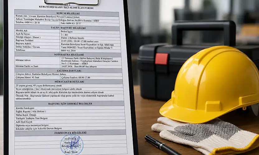 Kurtalan Belediyesi'nden Yeni Personel Alımı: Geçici Kadroya 4 Gün, Daimi Kadroya 1 Gün Başvuru