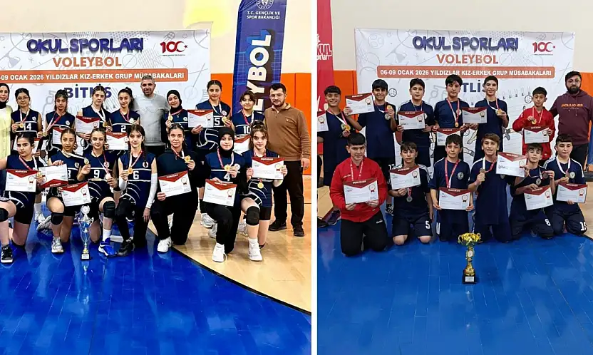 Okul sporları voleybol müsabakalarında Siirt'ten çifte birincilik