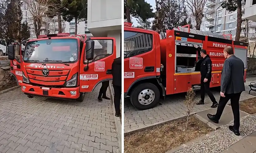 Pervari Belediyesi'nin araç filosu güçleniyor: Yeni itfaiye aracı hibe edildi