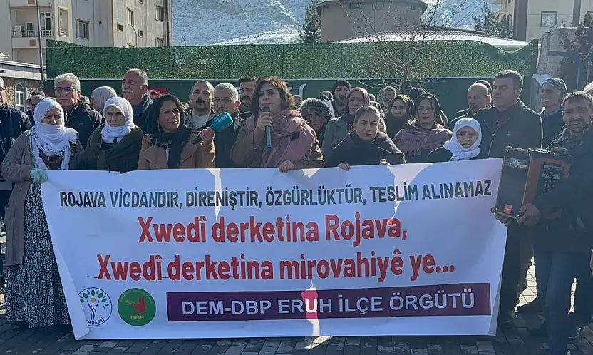 Siirt'in Eruh'ta İlçesi'nde Suriye'nin Kuzeyi İçin Destek Yürüyüşü Düzenlendi