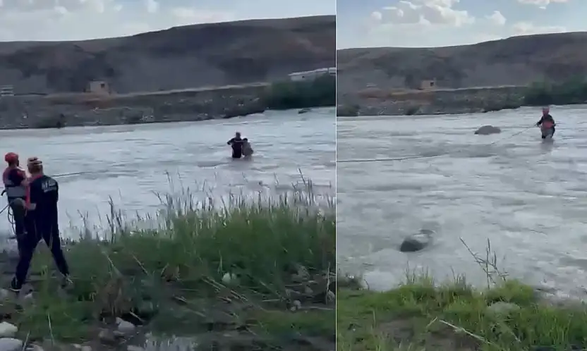 Siirt Kezer Çayı'nda Su Seviyesinin Yükselmesi Sonucu Mahsur Kalan Çocuk Kurtarıldı
