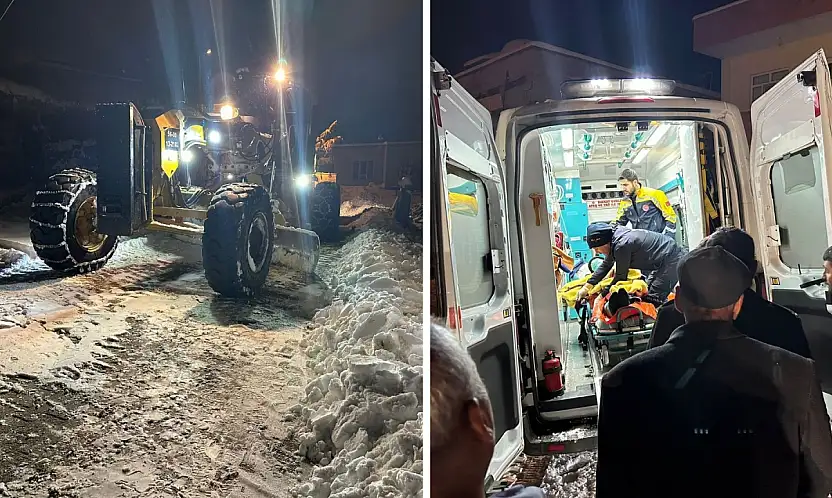 Siirt Kurtalan'da karla mücadele: 73 yaşındaki hasta ambulansla kurtarıldı
