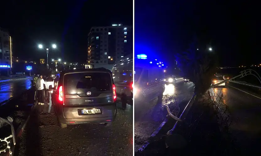 Siirt–Kurtalan Yolunda İki Araç Çarpıştı, Aydınlatma Direği Yola Devrildi