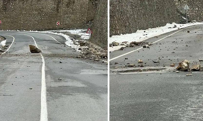 Siirt Pervari–Hizan hattında kaya parçaları yola düştü
