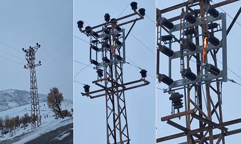Siirt'te elektrik direği alev aldı, vatandaşlar endişeli