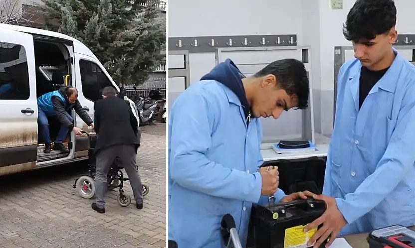 Siirt'te Engelliler İçin Özel Hizmet! Tekerlekli Sandalyelerini Belediye Alıyor Öğrenciler Tamir Ediyor