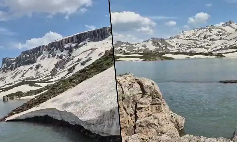 Siirt'te Eriyen Karlar Karagöl'ü Doldurdu, Ortaya Eşsiz Manzara Çıktı