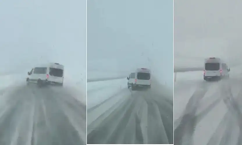 Siirt'te minibüsün kıl payı atlattığı kaza kamerada