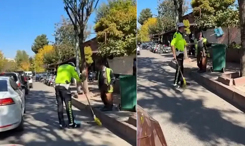 Siirt'te Polis Engelli Temizlik Görevlisine Yardım Etti! O Anlar Sosyal Medyada Büyük Beğeni Topladı