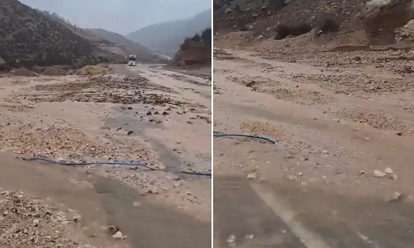 Siirt'te sağanak yağış etkili oldu, Eruh-Şırnak karayolunda ulaşım aksadı
