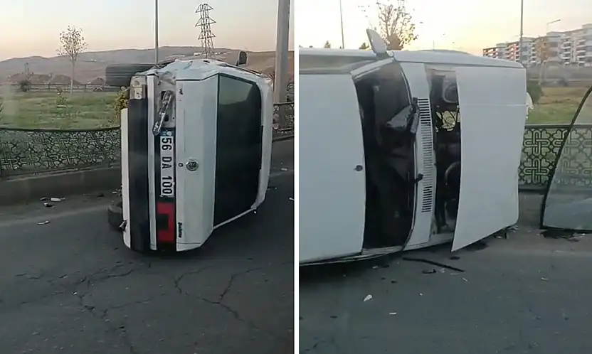 Siirt'te Trafik Kazası! Araç Dönel Kavşakta Yan Yattı 1 Kişi Yaralandı