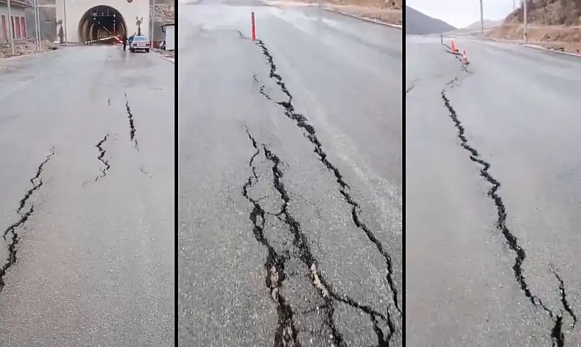 Siirt'te yeni yapılan yollar çöküyor! Tünelin asfaltında yarıklar oluştu