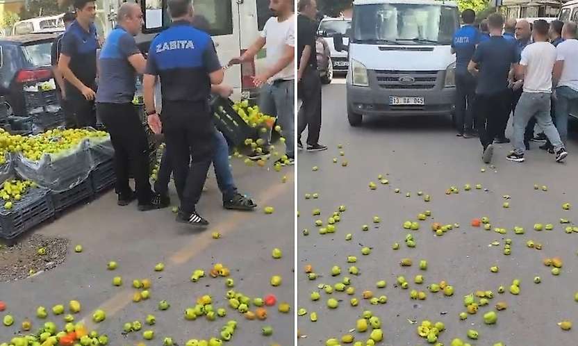 Siirt'te Zabıta Denetiminde Gerginlik: Ürünlerini Yola Döktü
