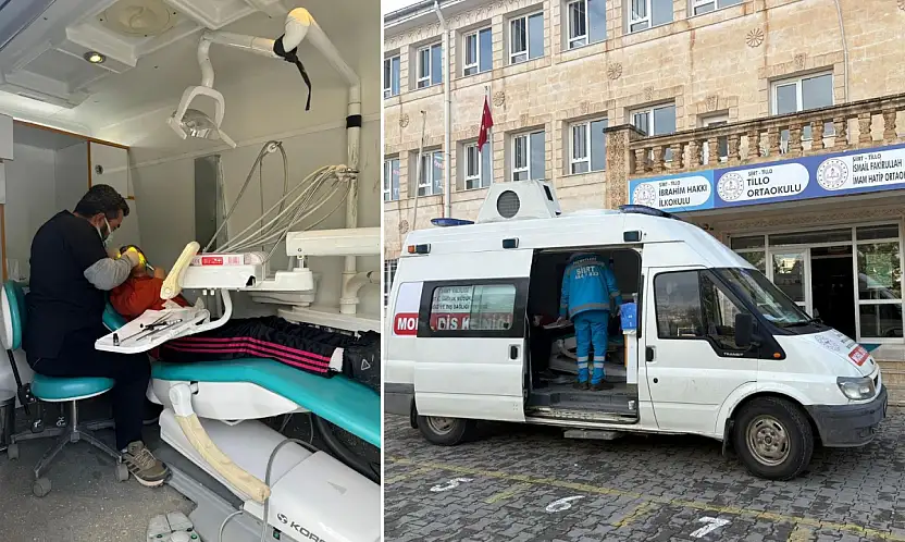 Siirt Tillo'da okullarda mobil diş aracıyla diş taraması yapıldı