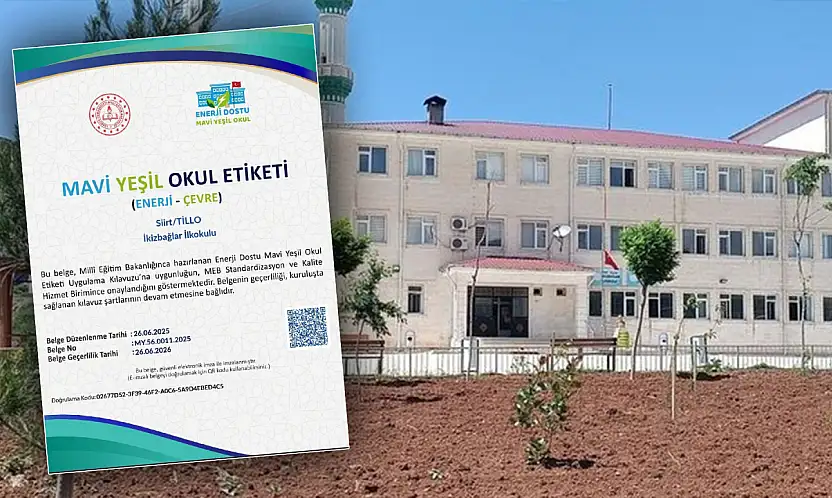Siirt Tillo İkizbağlar İlk-Ortaokulu ''Mavi Yeşil Okul'' Etiketi Almaya Hak Kazandı