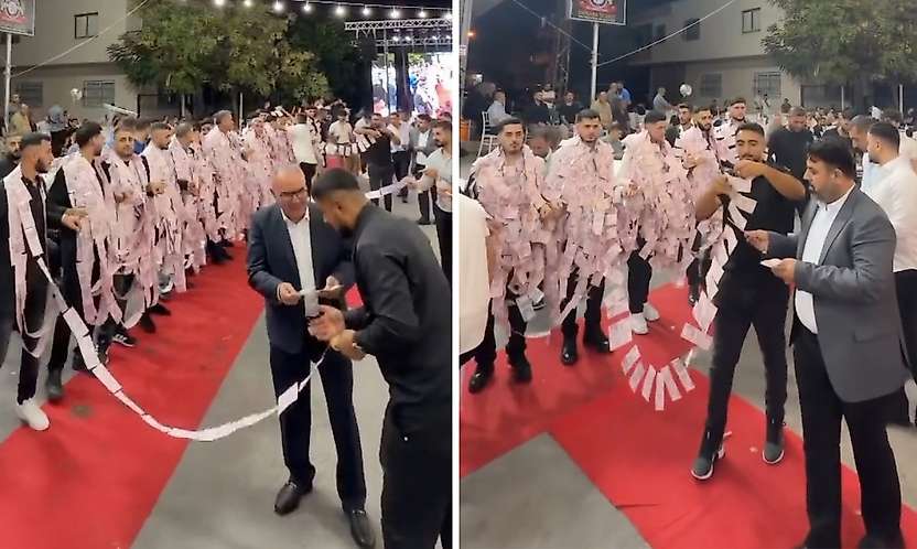 Siirtli Baykara ailesinin Mersin düğününde paralarla halay çektiler