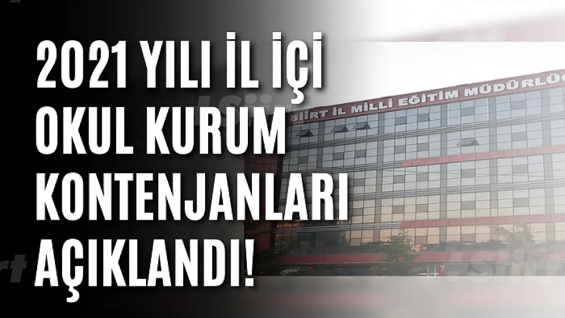 Siirt 2021 Yılı İl İçi Okul Kurum Kontenjanları Açıklandı!