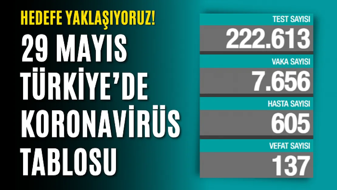 Türkiye'de 29 Mayıs günü koronavirüs nedeniyle 137 kişi vefat etti, 7 bin 656 yeni vaka tespit edildi