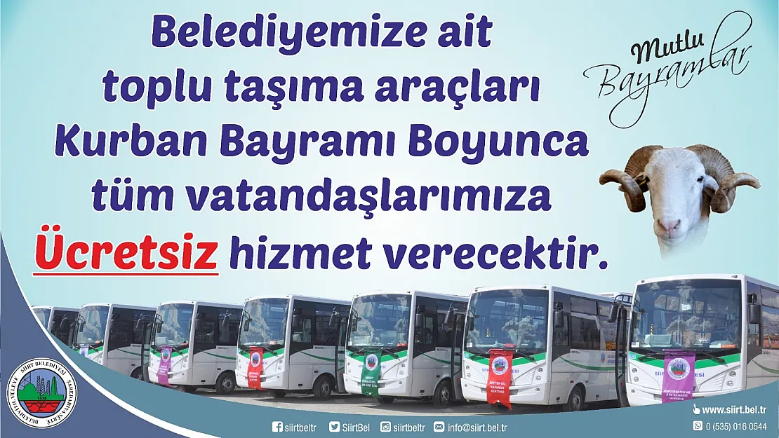 SİİRT'TE BAYRAM BOYUNCA ULAŞIM ÜCRETSİZ