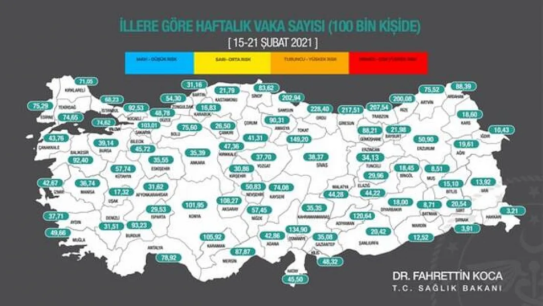 Normalleşme için illerin renk kodları! Kademeli normalleşmede en düşük en yüksek riskli iller hangileri? Siirt turuncu grupta