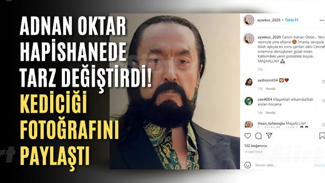 Adnan Oktar Hapishanede Tarz Değiştirdi! Kediciği Fotoğrafını Paylaştı