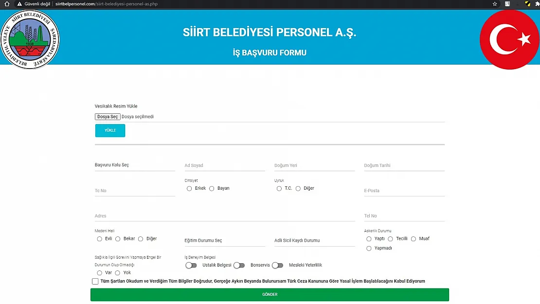 Siirt Belediyesi Personel Alımı Başvuru Sayfası Çöktü