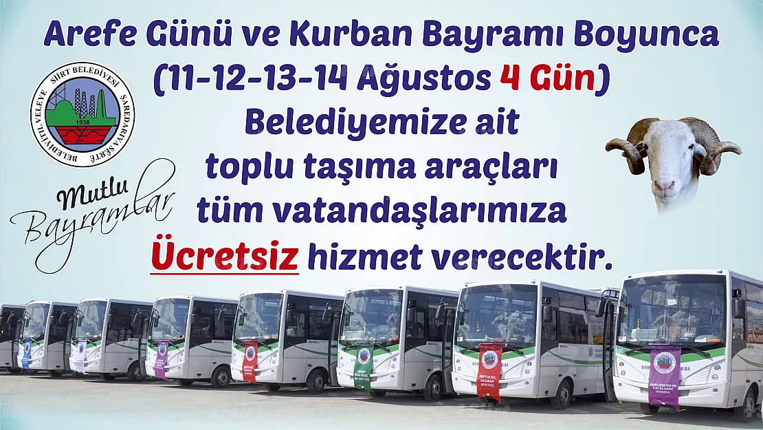 Kurban Bayramı Boyunca Ulaşım Ücretsiz