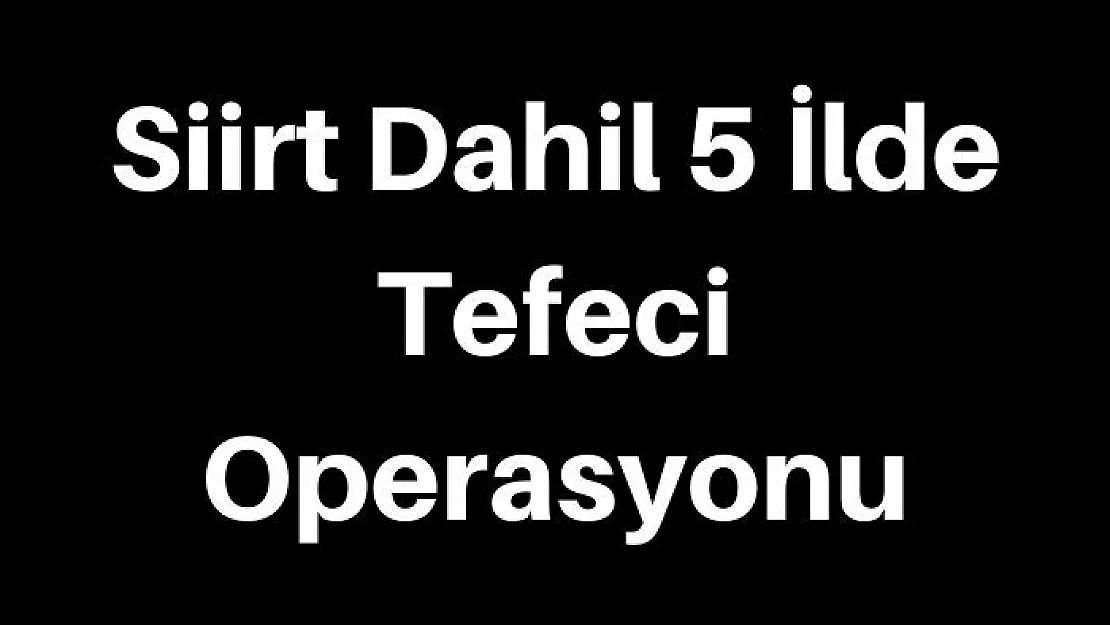 Siirt Dahil 5 İlde Vatandaşı Pitonla Kokutan Tefecilere Yönelik Operasyon: 11 Gözaltı