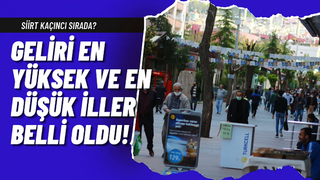 Geliri en yüksek ve en düşük iller belli oldu! Bakın Siirt kaçıncı sırada
