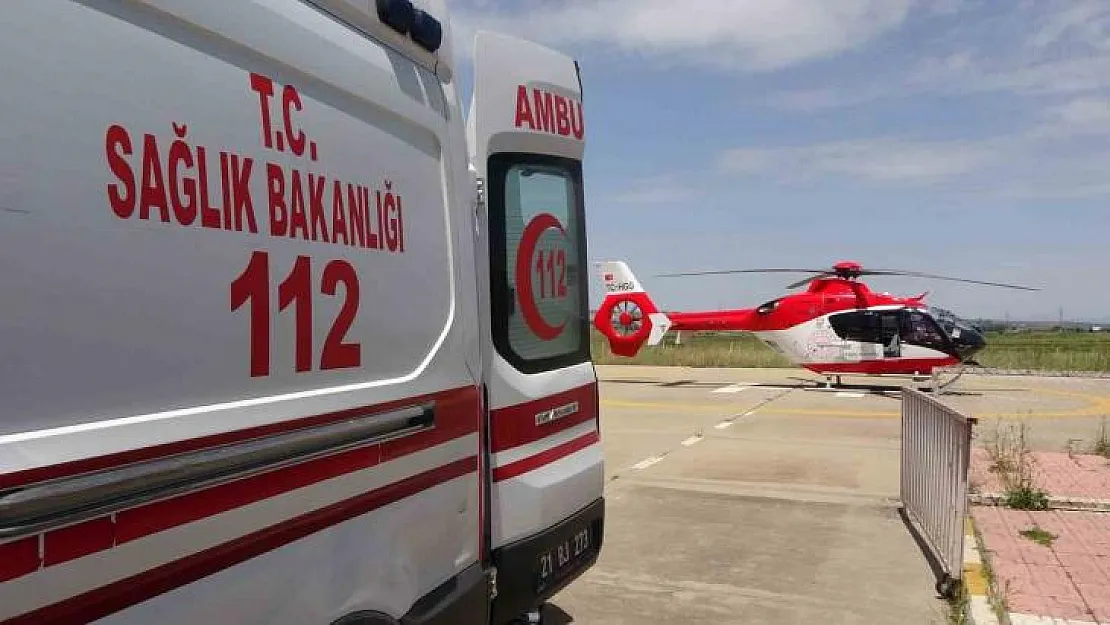 Diyarbakır'da ambulans helikopter, kaynar süt kazanına düşen çocuk için havalandı