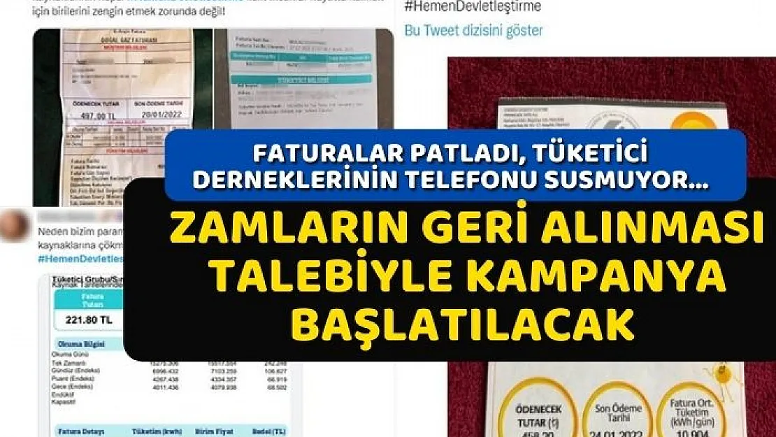 Faturalar patladı, tüketici derneklerinin telefonu susmuyor... Zamların geri alınması talebiyle kampanya başlatılacak