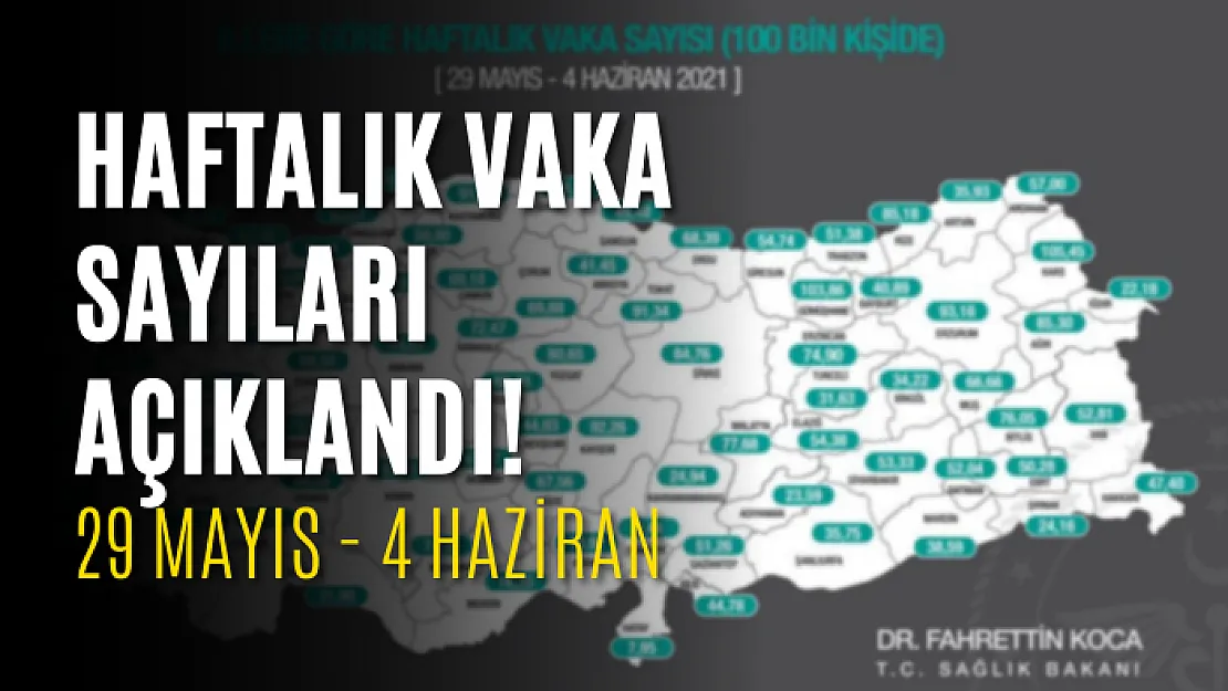 Haftalık Vaka Sayıları Açıklandı! 29 Mayıs - 4 Haziran