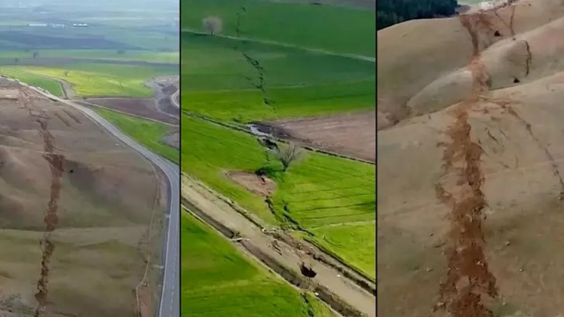 Kilometrelerce uzayıp gidiyor, gören inanamıyor! Deprem sonrası fay hattındaki kırık havadan ilk kez görüntülendi