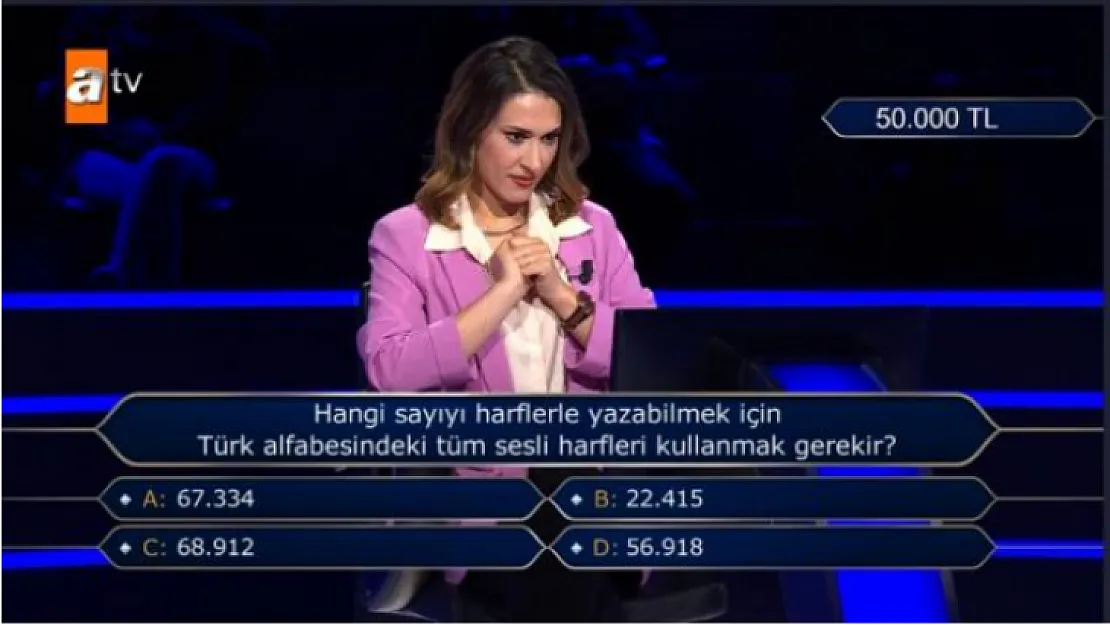 Kim Milyoner Olmak İster'de yarışmacı sesli harfleri sayamadı, Kenan İmirzalıoğlu kendini tutamayıp güldü