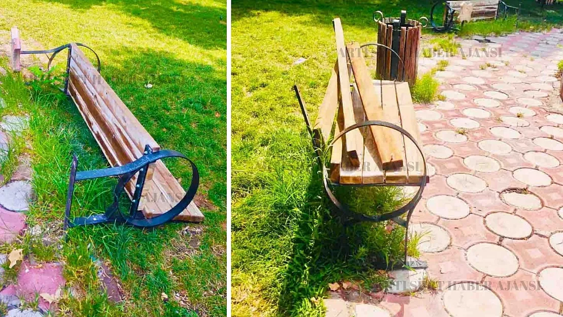 Kurtalan'da Parkta Bulunan Oturaklara Zarar Verildi