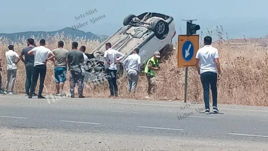 Lastiği patlayan otomobil takla attı sürücü emniyet kemeri sayesinde yara almadan kurtuldu